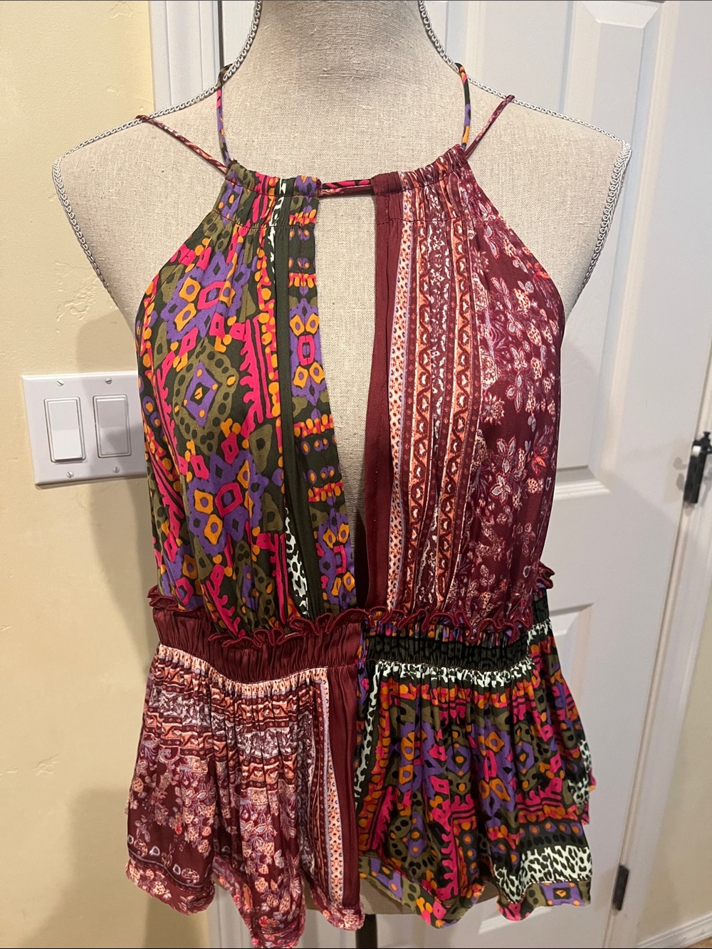 Free People Bellini Halter Top in Berry Combo